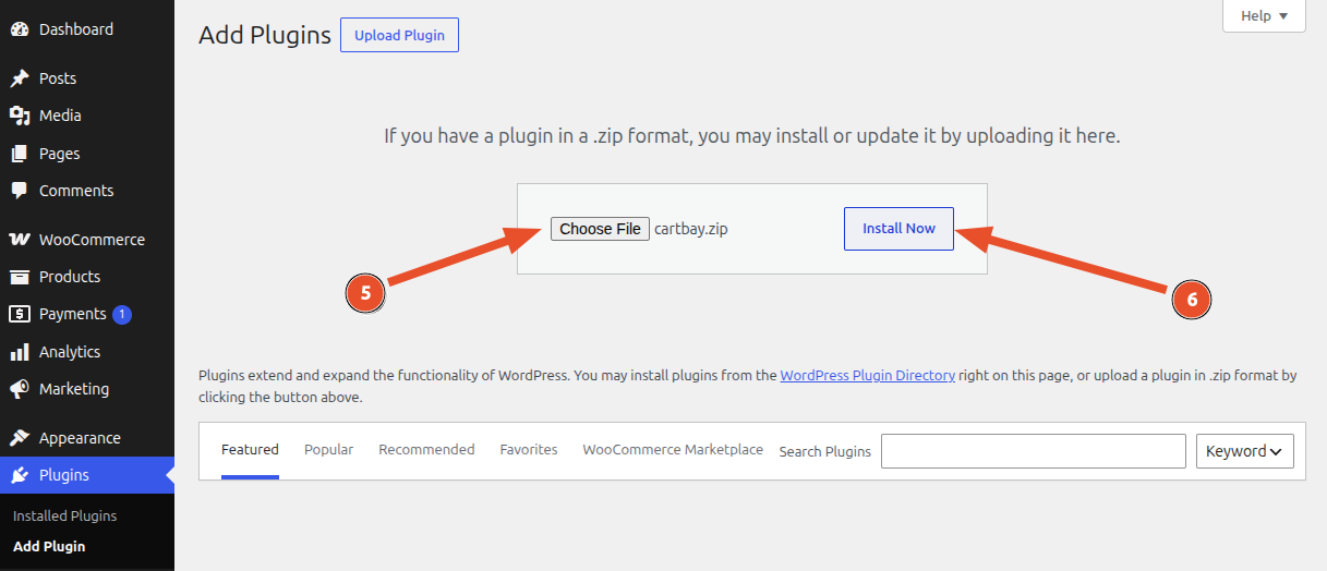 Upload Plugin Page - CartBay