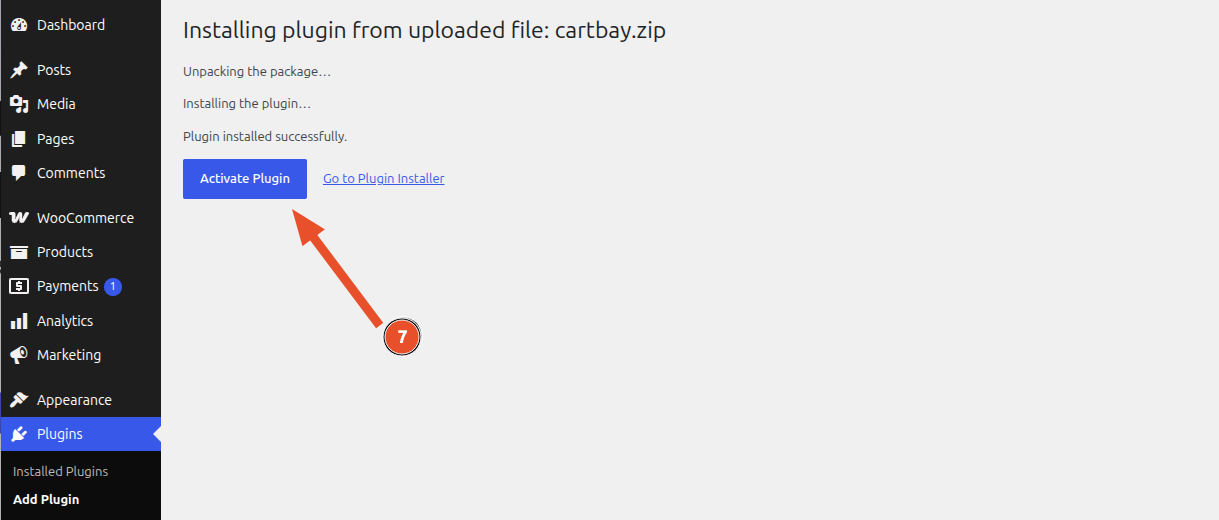 Activate Plugin Page - CartBay