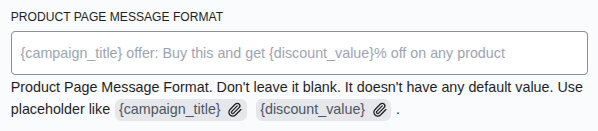 Product Page Message