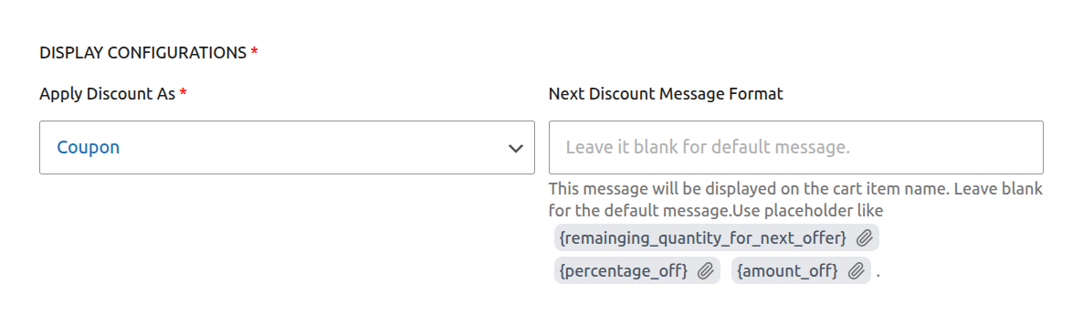 Quantity Display Configurations