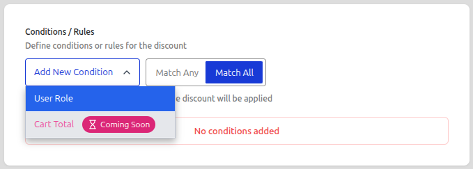 Conditions Dropdown