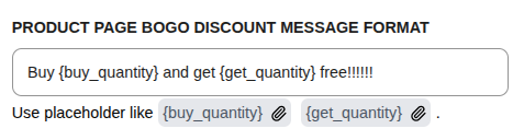 BOGO Discount Message Format