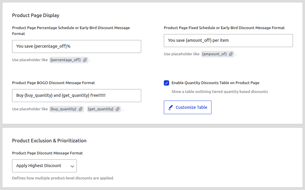 Product Settings Tab