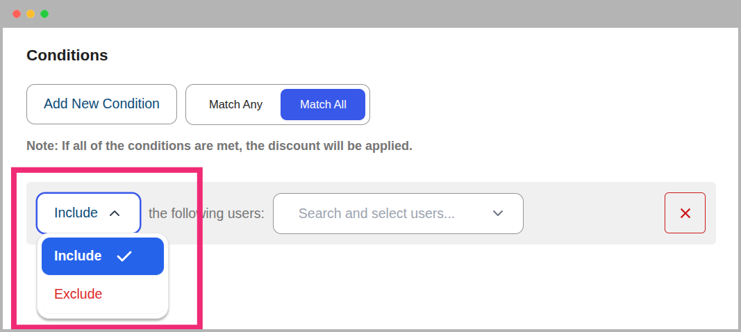 Users Include Exclude
