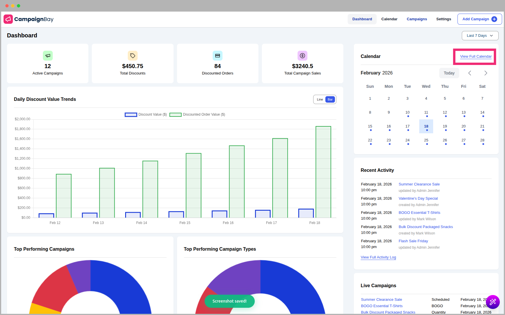 View Full Calendar Button