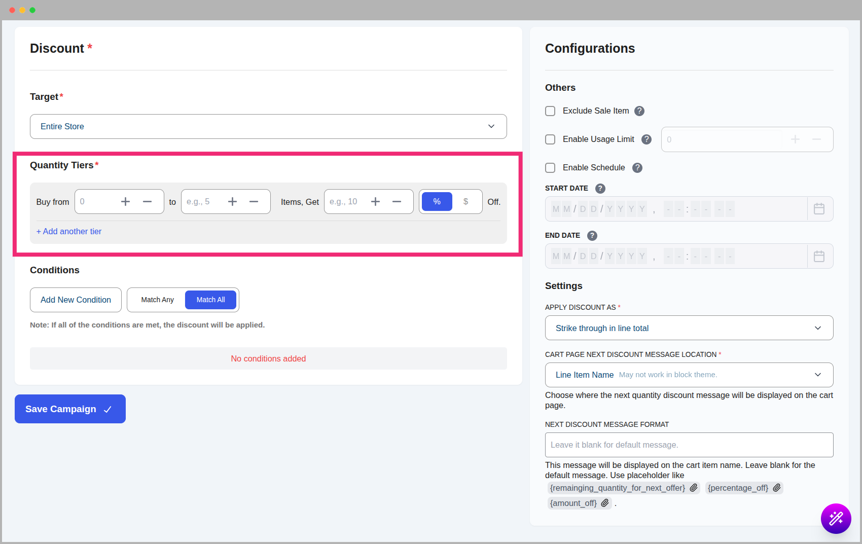 Define Quantity Tiers