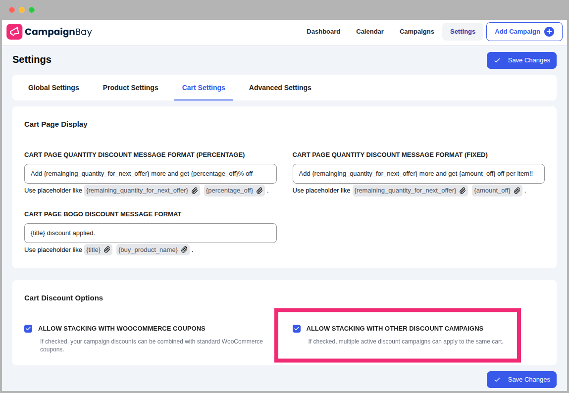 Cart Stacking Options