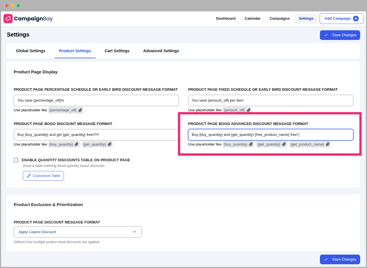 BOGO Advanced Message Format