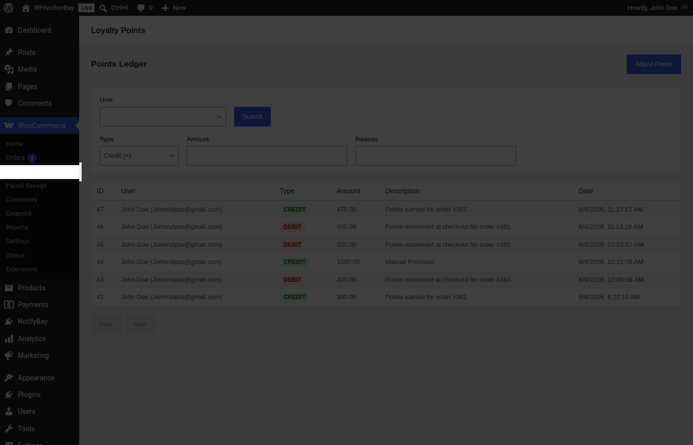 WooCommerce Loyalty Menu Highlight