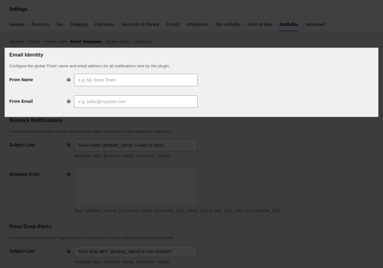 Email Identity Settings