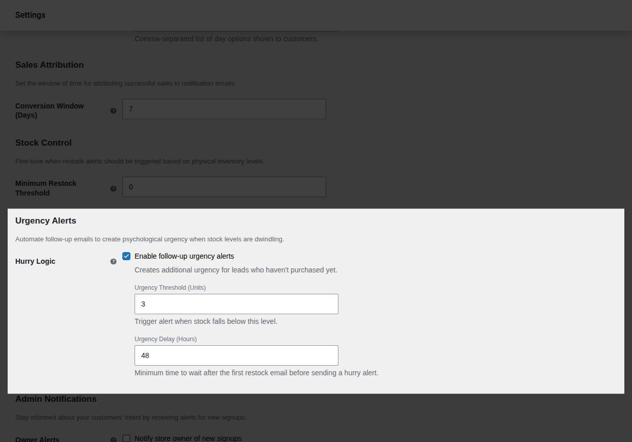 Hurry Alert Automation Controls
