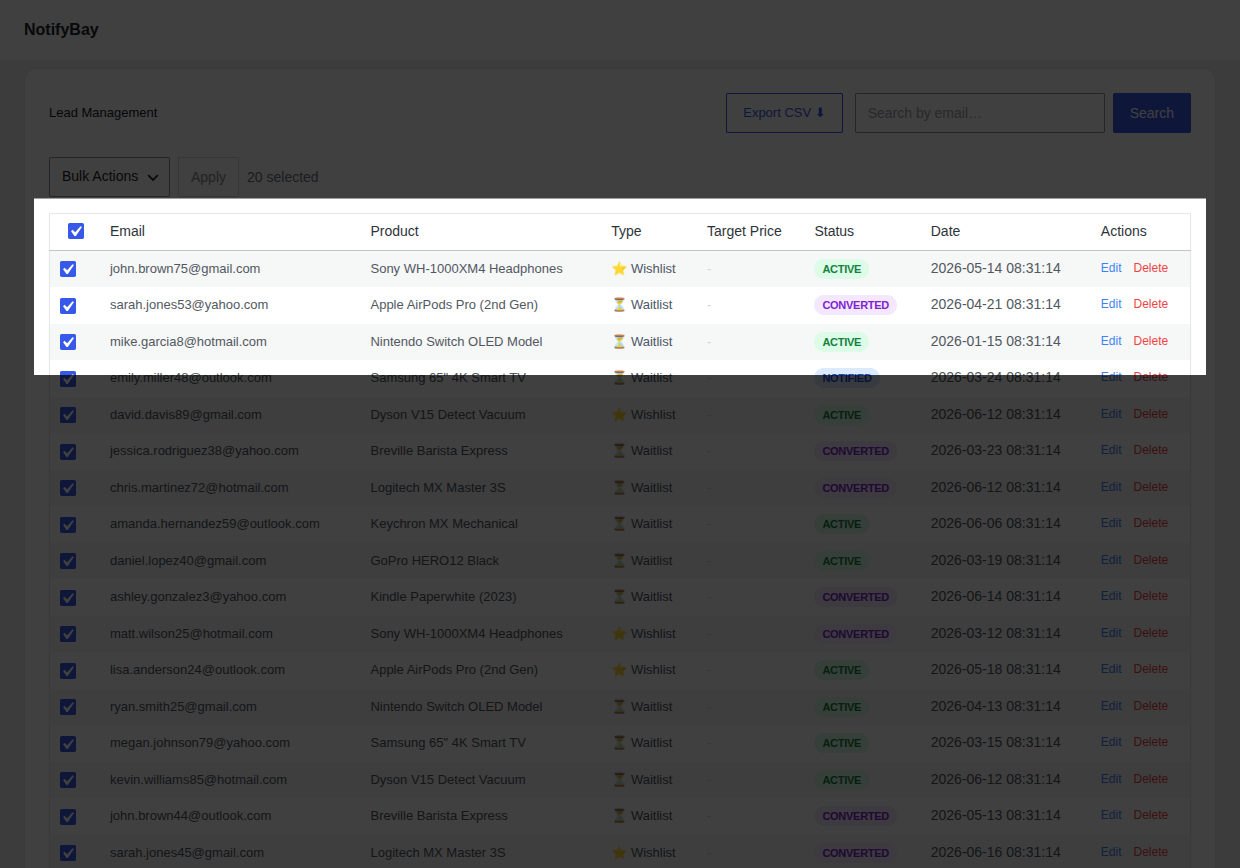 Bulk Selection UI