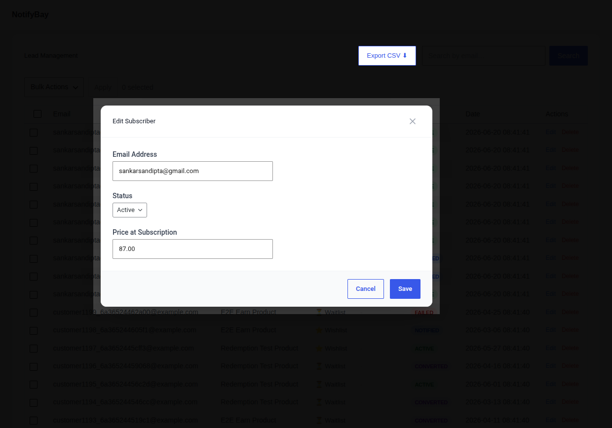 Edit Subscriber Modal