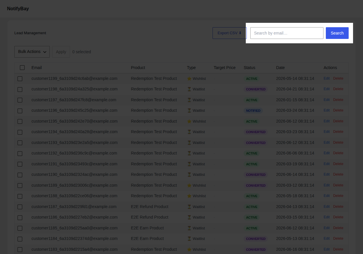 Leads Search Bar
