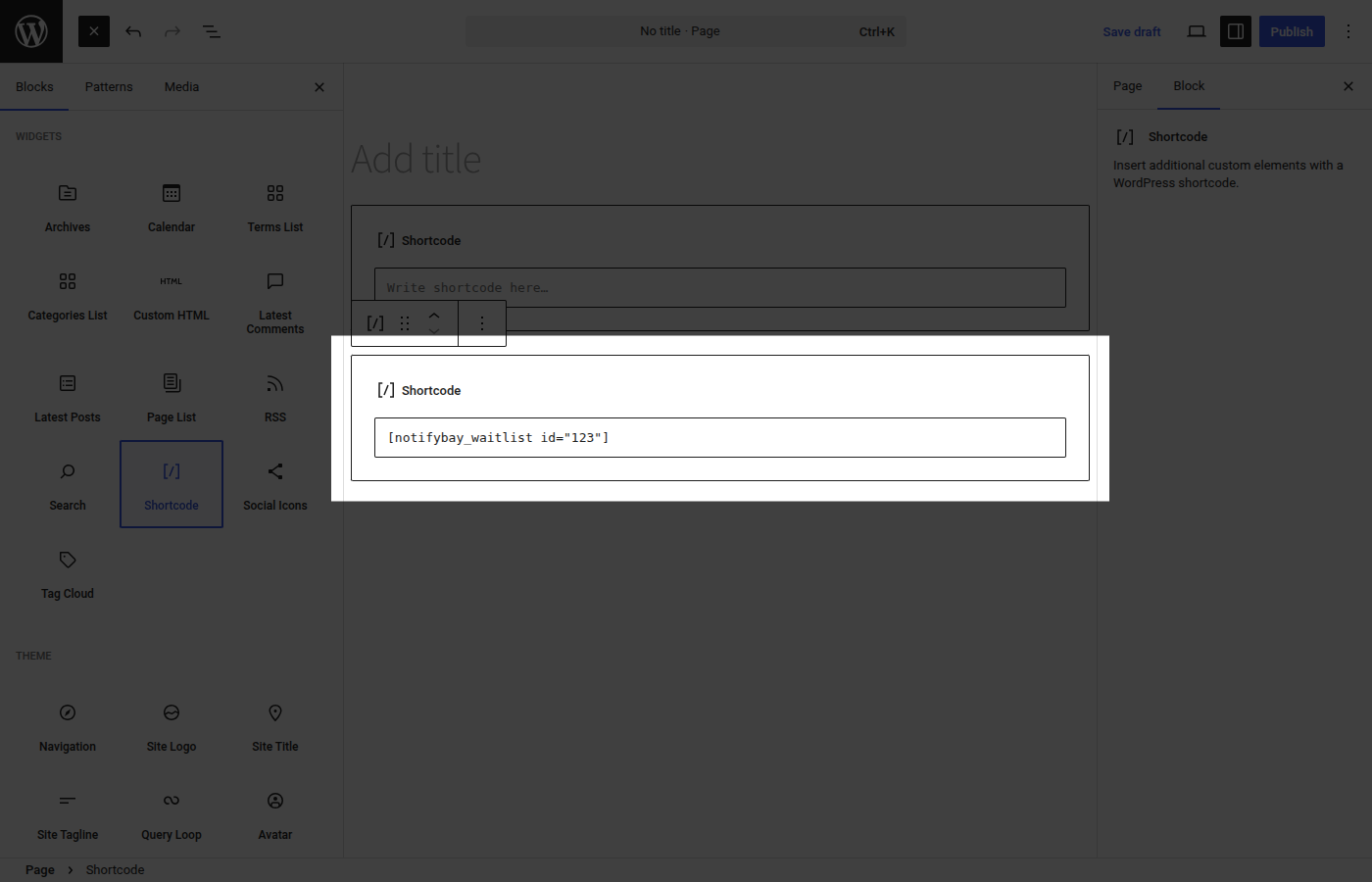 Shortcode in Text Editor
