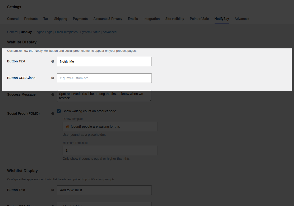Button Styling Settings
