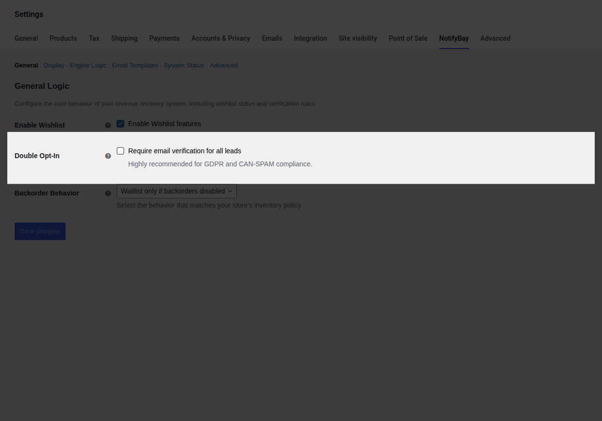 Double Opt-In Section