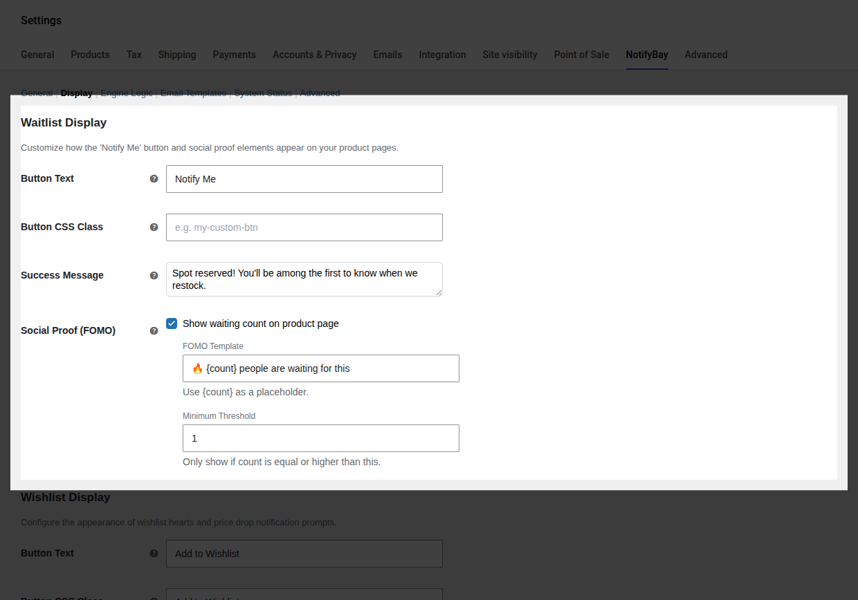 Waitlist Styling Section