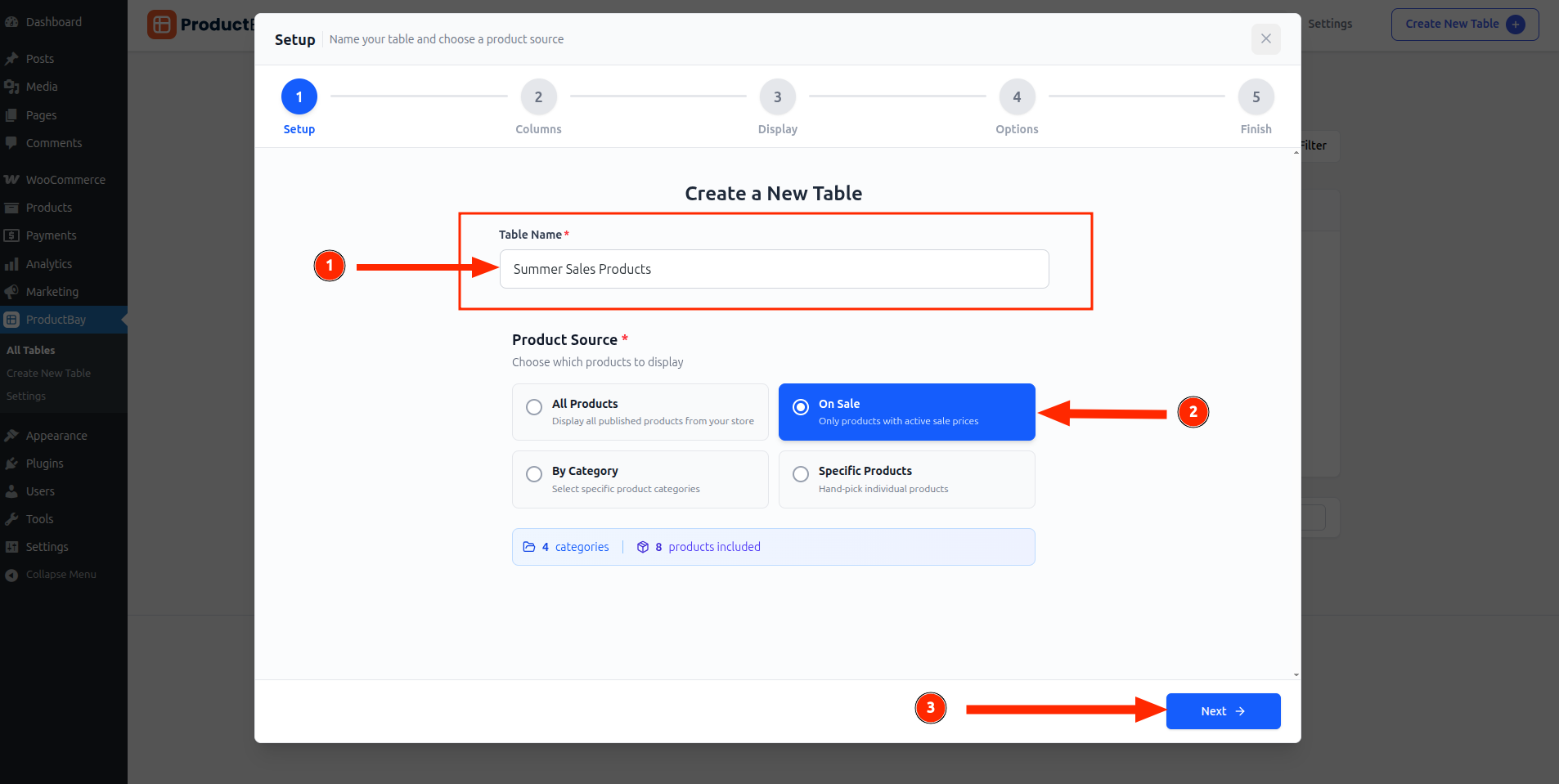 ProductBay Wizard Step 2