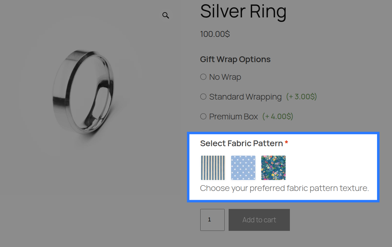 Frontend view of Swatch Only Display Style