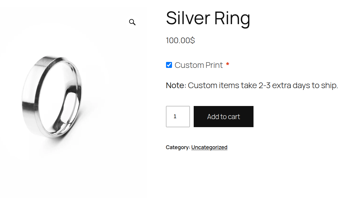 Frontend product page view showing the live price totals block