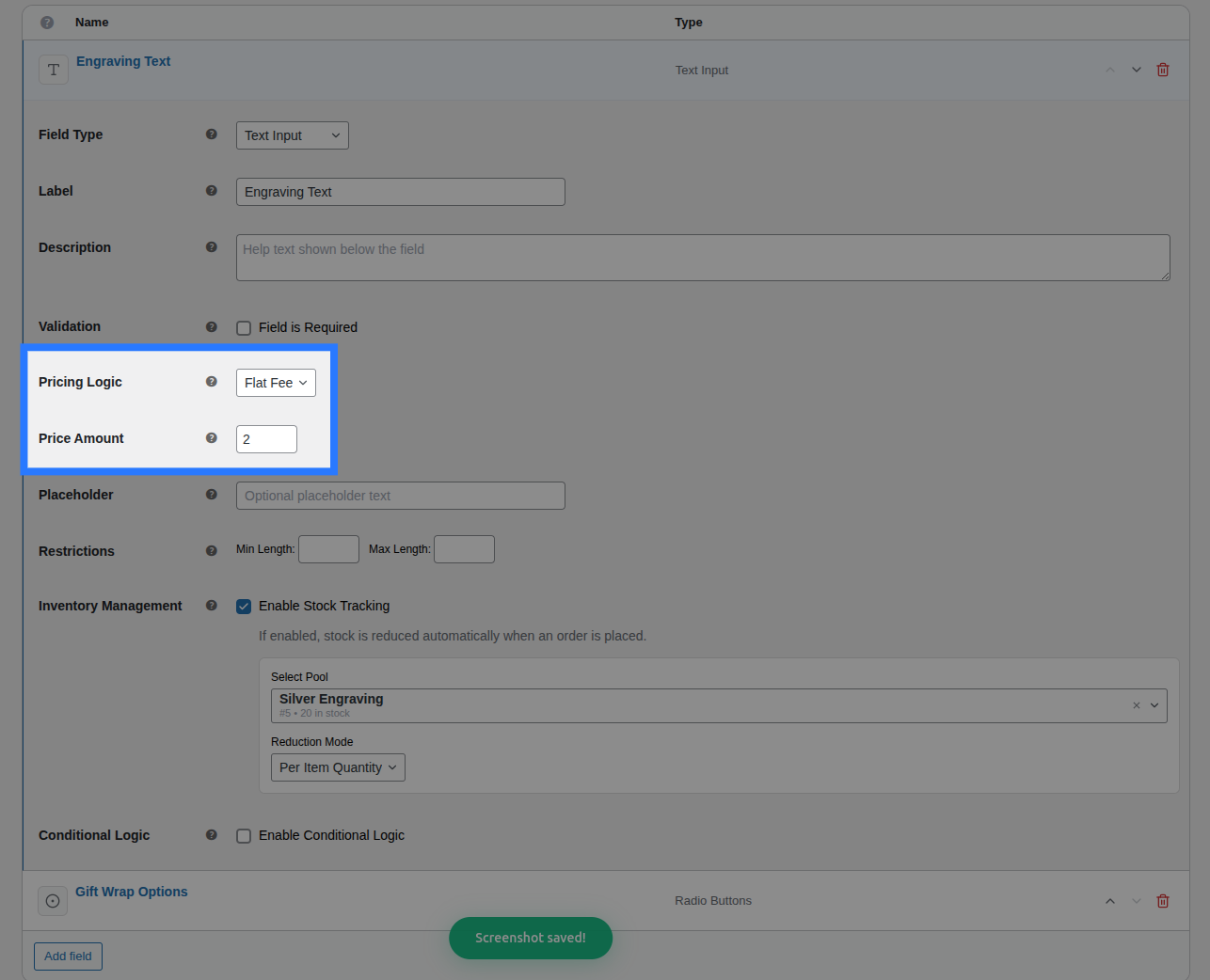 Flat fee pricing input