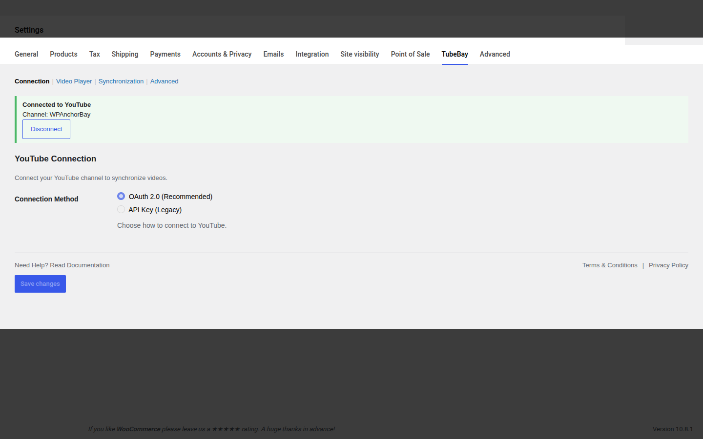 Settings Tab Authorization