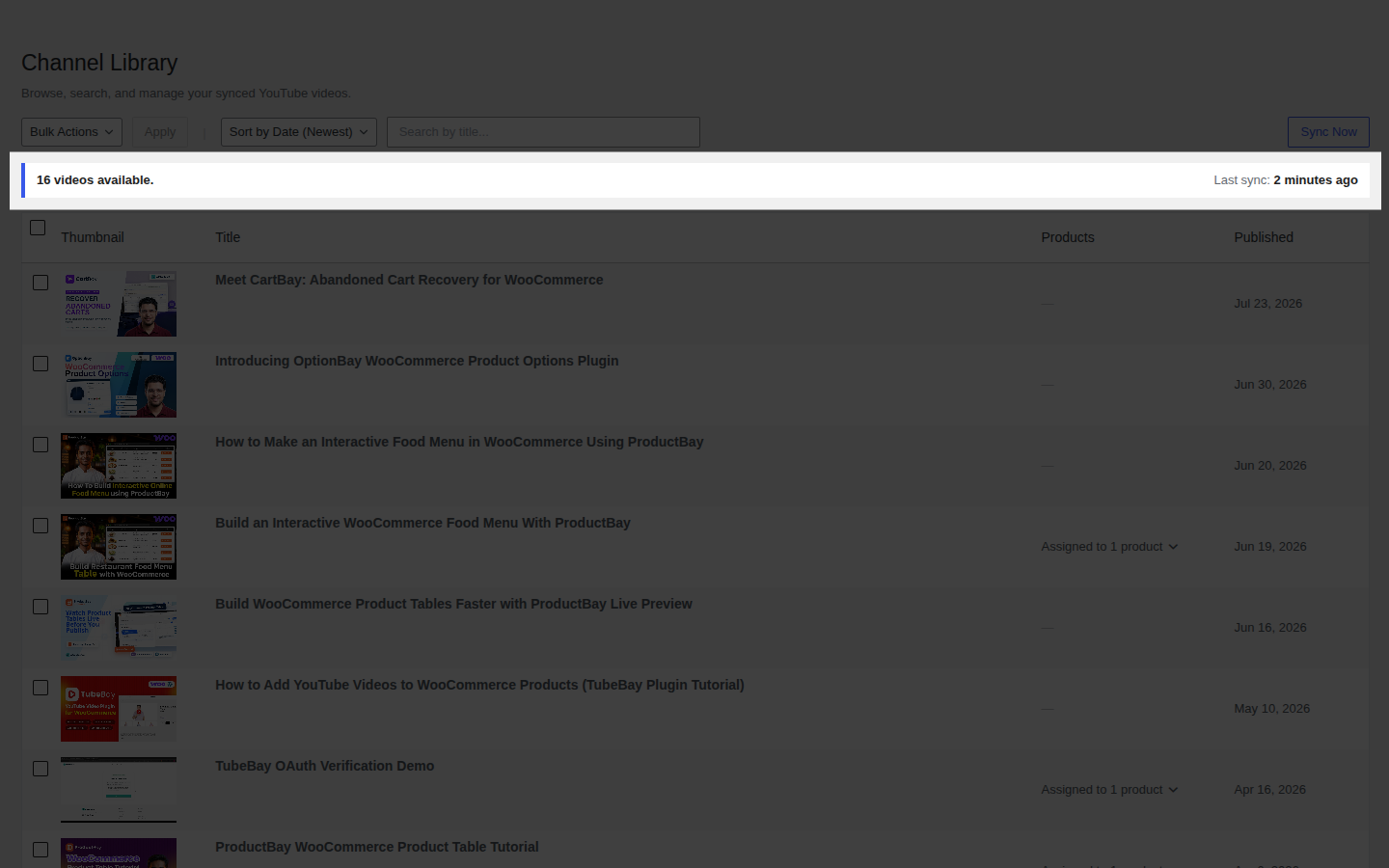 Dashboard Sync Status