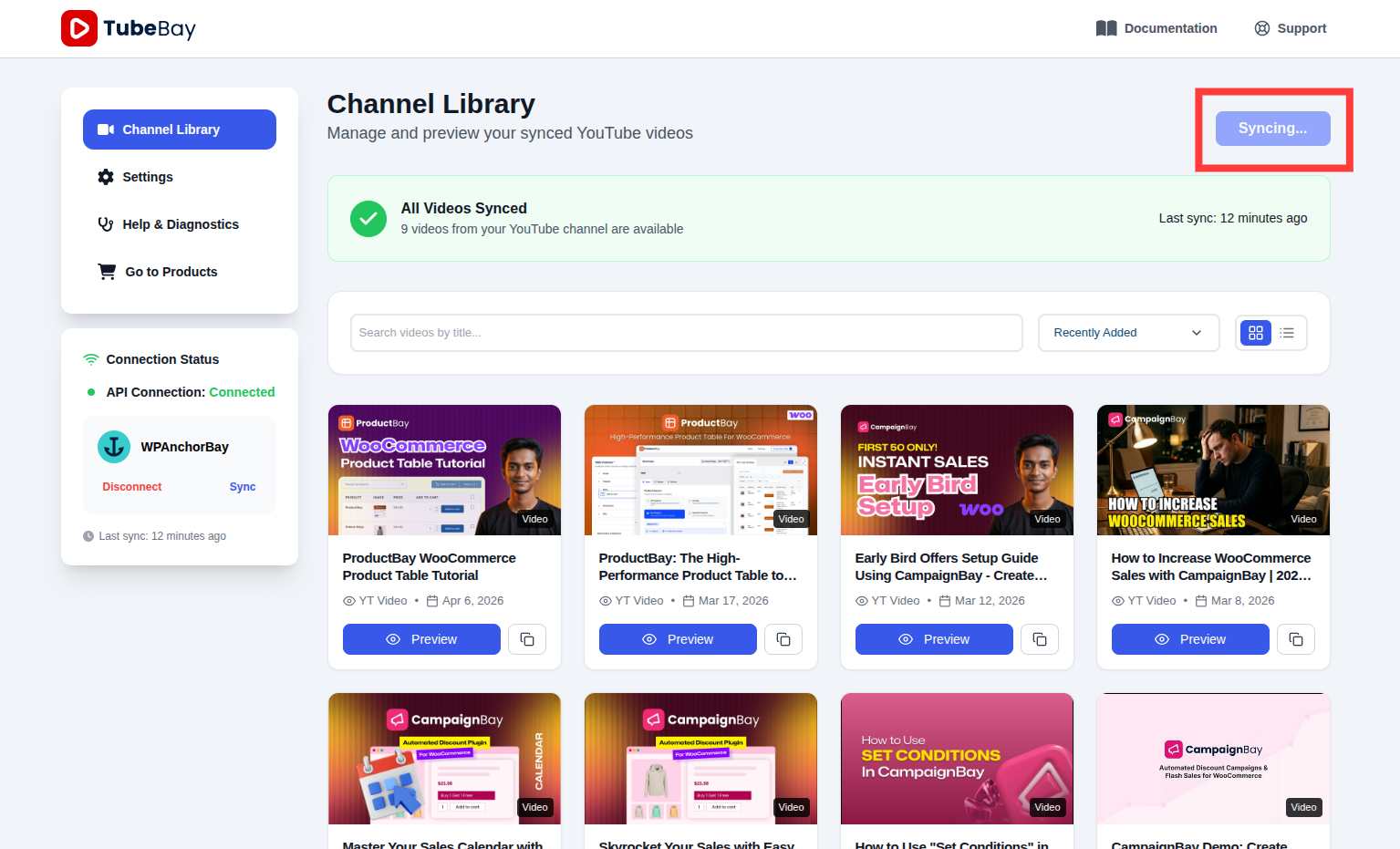 Sync Progress and Success