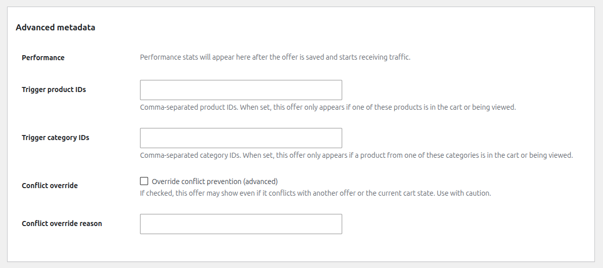 UpsellBay advanced metadata