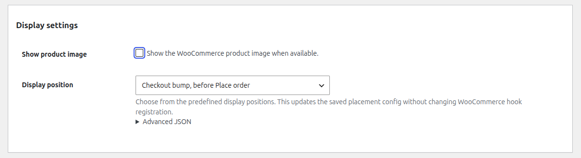 UpsellBay display settings