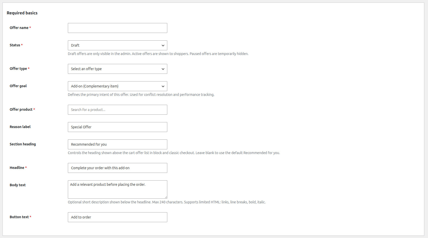 UpsellBay add offer basics