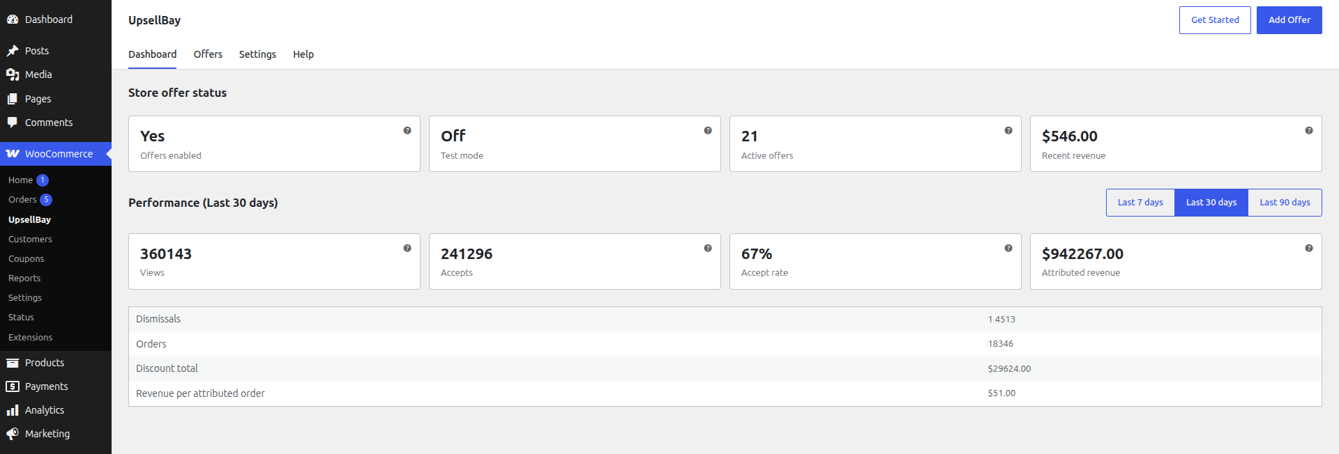 UpsellBay dashboard